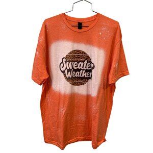 Gildan Sweater Weather Short Sleeve T Shirt Womens XL Soft Style Leopard Orange